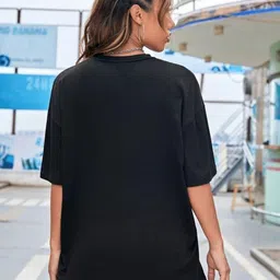 Dreambe Women 2 Printed Hooded Extended Sleeves Pockets T-shirt image 2