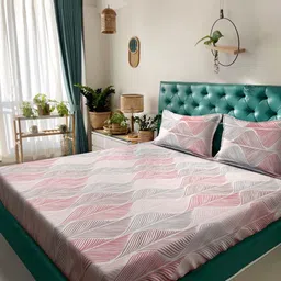 Myntra Elegant Homes Beige & Red 300 TC Fitted Double King Bedsheet Set-2.5mX2.25m-picture-27