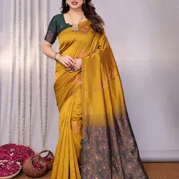 Styleveda Woven Design Silk Banarasi Saree With Unstitched Blouse Piece-picture-10