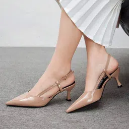 LUXY SHOE Women Pointed Toe Kitten Heel Mules With Buckles image 5