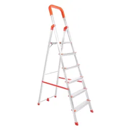 Mizu 6 Steps Foldable ladder Aluminium 182.88 cm Silver Load Capacity Upto 400 Kg with Platform for Home-picture-13