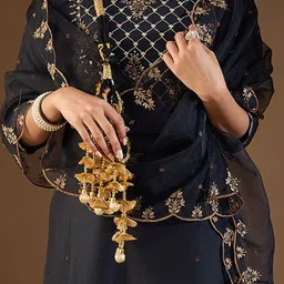 Indo Era Women Embroidered Regular Liva Kurta with Trousers & With Dupatta image 2