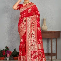 HERE&NOW Ethnic Motifs Woven Design Zari Banarasi Saree image 2