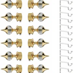 gloxy Gold Curtain Knobs, Curtain Hooks, Rod Rail Bracket Metal-picture-26