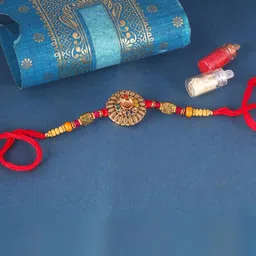 Vivastri Lotus Gold and Rhodium Plated Alloy Rakhi for Lovely Brother [VIVA1179RKG]-picture-40