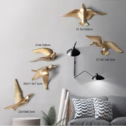 I M HANDICRAFT ONLINE Gold-Toned Set of 5 Piece Ceramic Birds and Animals Fashion image 2