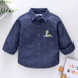 Babyoye 100% Cotton Full Sleeves Washed Denim Shirt - Blue-picture-17