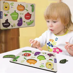 Clapjoy Wooden Learning Educational Board for Kids, Puzzle Toys for 2 Years Old Boys & Girls (Vegetable & Animal) image 2