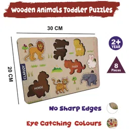 Clapjoy Wooden Learning Educational Board for Kids, Puzzle Toys for 2 Years Old Boys & Girls (Vegetable & Animal) image 3