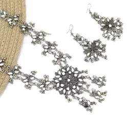 FIMBUL Oxidised Mirror Studded Jewellery Set-picture-14