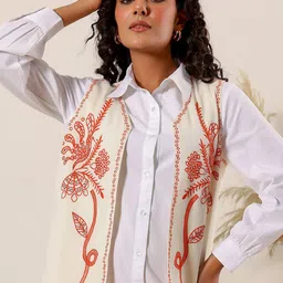 STIL O STITCH Floral Embroidered Lightweight Open Front Cotton Crop Jacket-picture-11