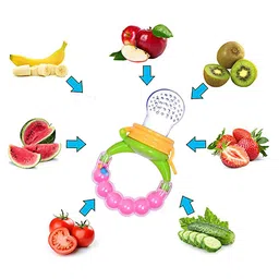 Kritiu Baby Rattel Silicone Food & Fruit Nibbler Combo Pack Of 2- Multicolor image 4