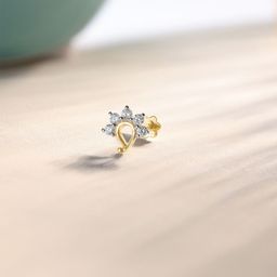 Mia by Tanishq Yellow Gold and Diamond Paisley Princess Nose Pin-picture-0