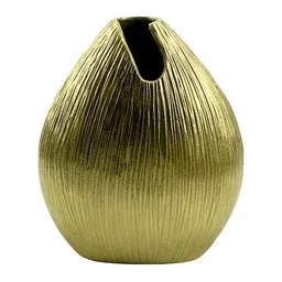Hind Decor Yellow Textured Aluminium Flower Vase-image-9