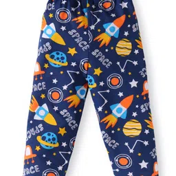 Babyhug Cotton Knit Full Sleeves Night Suit with Space Theme Print - Navy Blue image 5