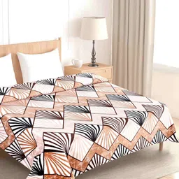 BLUEDOT Brown Geometric Printed Fleece Heavy Winter 300 GSM Dohar image 4