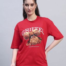 GRIFFEL Women Printed Drop-Shoulder Sleeves Ultralite T-shirt-picture-42