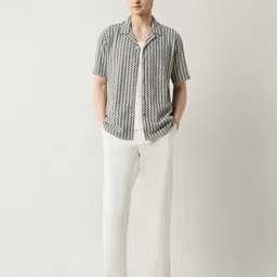 Arrow New York Men Chevron Striped Cuban Collar Cotton Casual Shirt image 5