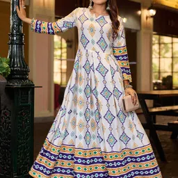 ARADHNA Women Geometric Printed Festive Anarkali Kurta-image-90