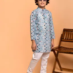 PRINTCULTR Boys Abstract Printed Straight Kurta with Churidar image 3