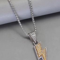 VAGHBHATT Silver-Plated Stones-Studded Lightning Thunder Flash Charm With Chain-picture-35