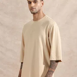 WROGN Pure Cotton Drop-Shoulder Sleeves Round Neck Oversized T-shirt image 3