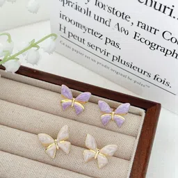 Palli Creation Set Of 2 Gold Plated Butterfly Shaped Studs image 2