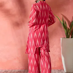 Sangria Printed Pure Cotton Shirt Collar Tunic & Trousers Co-Ords image 2