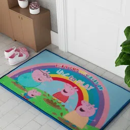 Athom Living Blue & Green Peppa Pig Rainbow Designed Themed Printed Anti-Skid Doormats-picture-26