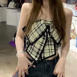 HERE&NOW Women Checked Strapless Top-picture-33