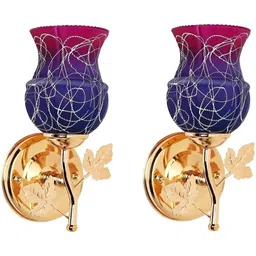 1ST TIME Pink & Blue Printed Metal Traditional Rectangle Shaped Wall Lamp-picture-17