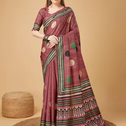 DIVASTRI Polka Dot Silk Blend Banarasi Saree-picture-31