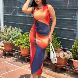 TANDUL Women Polyester Abstract Print Bodycon Maxi Dress-image-64