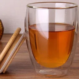 TASKHOUSE Transparent & Tan Glass Mug with Wooden Lid image 3