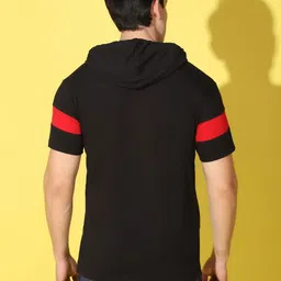 WOOSTRO Men Typography Printed Hooded Slim Fit T-shirt image 2