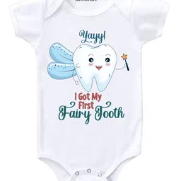 KNITROOT Short Sleeves Fairy Tooth Print Onesie - White-picture-14