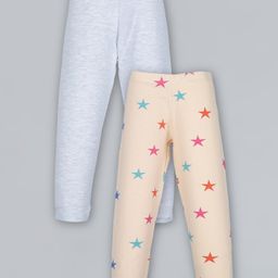 Plum Tree Pack Of 2 Full Length Stars Printed Leggings - Peach & Grey-picture-43