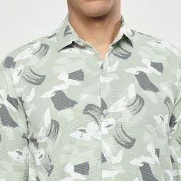 YOUTH FIRST Men Modern Sheer Printed Casual Shirt image 2