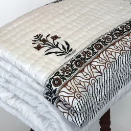 The Jaipur Wala Brown & White Set of 2 Floral Summer Quilt-picture-33