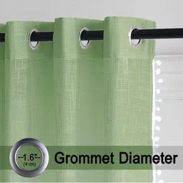HOMEMONDE Green & White Set of 2 Sheer Long Door Curtain image 2