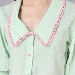 JAKANARY Print Puff Sleeve Georgette Crop Top image 5