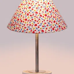 Devansh Multicoloured Printed Wood Frusturical Shaped Table Lamp image 4