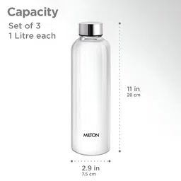 Milton Transparent & Silver-Toned 3 Pieces Water Bottle-1000ml image 4