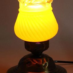 SOMIL Gold-Toned Textured Glass Cylindrical Shaped Table Lamp-picture-23