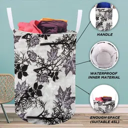 E-Retailer 2-Pcs White & Black Printed Semi Automatic Washing Machine Cover image 4