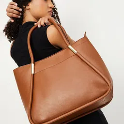 max Women Solid PU Structured Shoulder Bag with Tasselled image 1