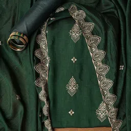 Desi Fusion Floral Embroidered Thread Work Unstitched Dress Material-picture-26