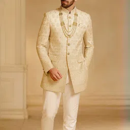 SHAHI ACHKAN Men Self Design Cotton Ethnic Blazers-image-10