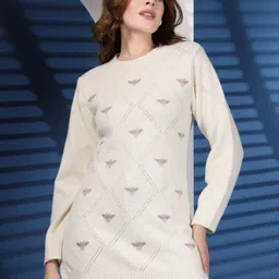Juelle Women Self Design Woollen Longline Pullover Sweaters-picture-20