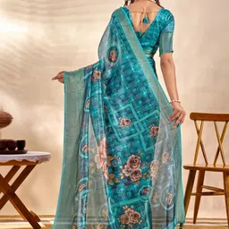 Moda Rapido Floral Silk Blend Handloom Saree image 5